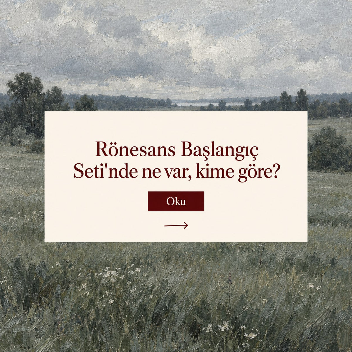 Valien School: Rönesans Başlangıç Seti'nde ne var, kime göre? — çayır ve göl tablosu üzerinde başlık kartı
