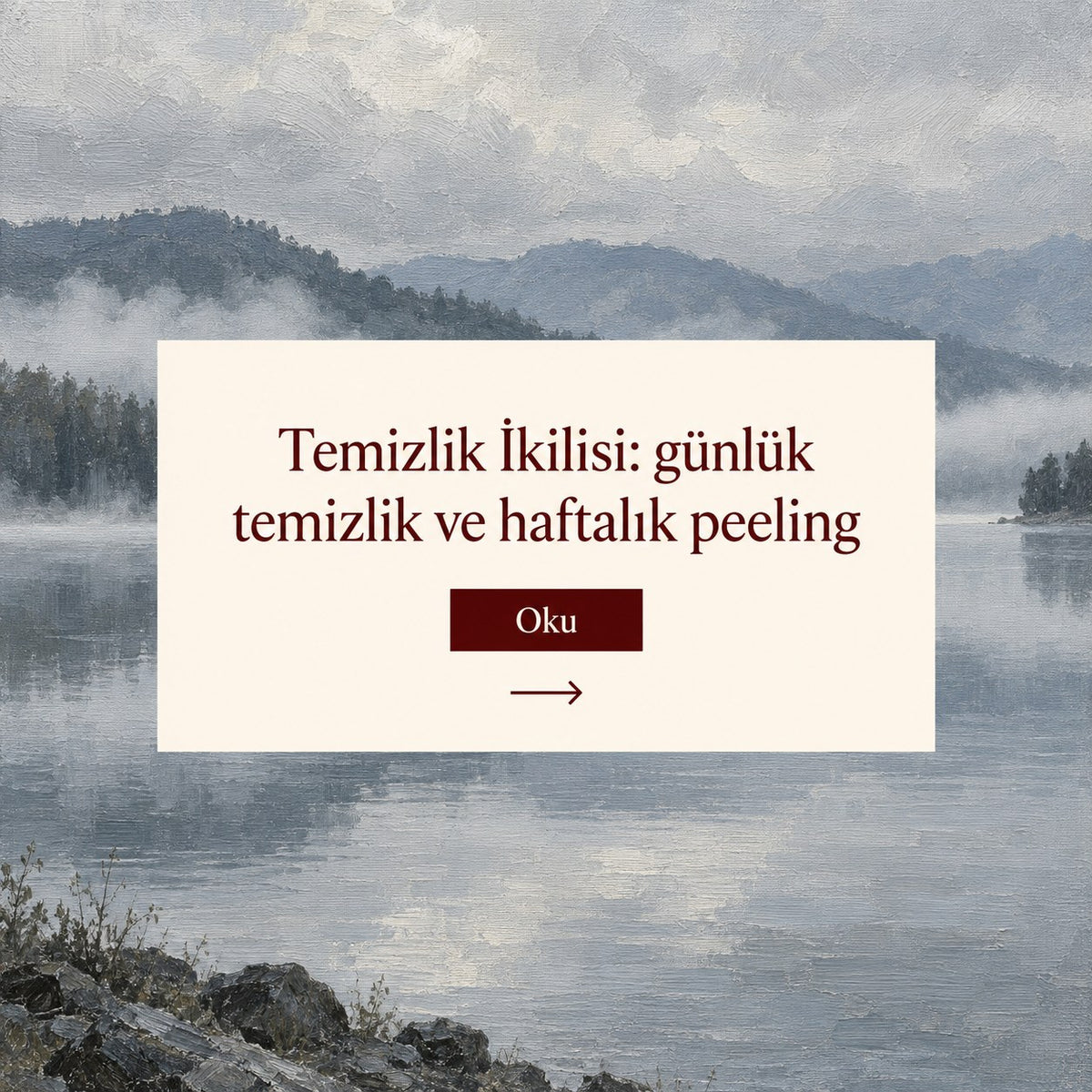 Valien School: Temizlik İkilisi: günlük temizlik ve haftalık peeling — sisli göl ve tepeler tablosu üzerinde başlık kartı