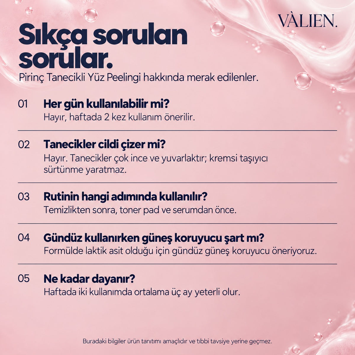 Valien Pirinç Tanecikli Yüz Peelingi (150 ml) — sıkça sorulan sorular