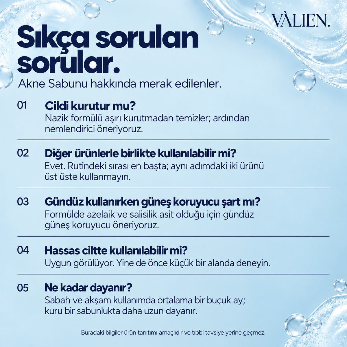 Valien Akne Sabunu (90 gr) — sıkça sorulan sorular