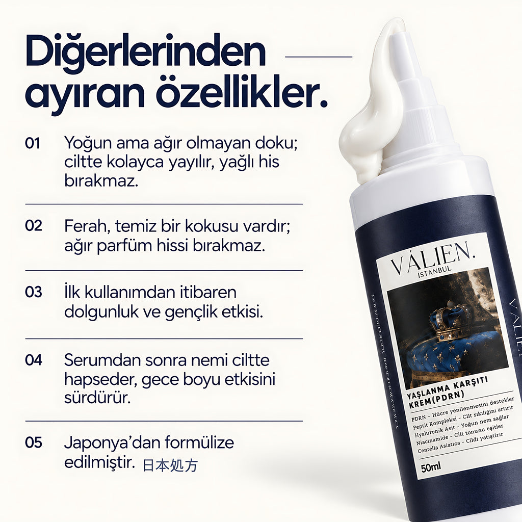 Valien Yaşlanma Karşıtı Krem PDRN (50 ml) — diğerlerinden ayıran beş özellik